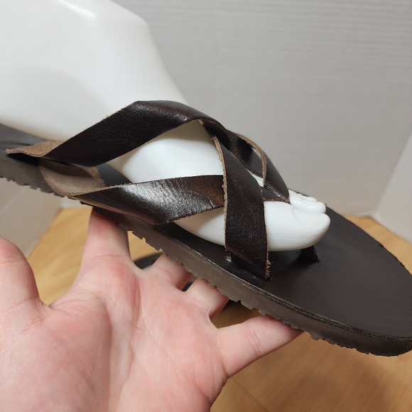 Morza Italian Brown Leather Stappy Slide On Flat Sandals Mens Size 13 main image 8